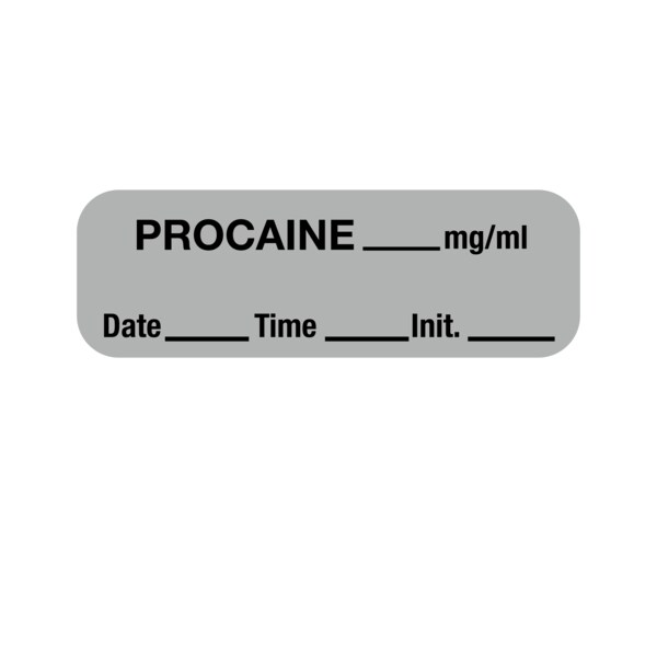 Label, Procaine 1/2" x 1-1/2" Gray w/Black